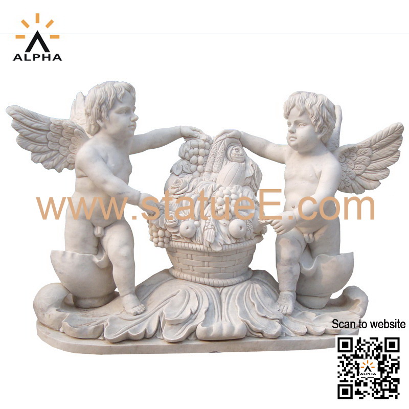 Marble cherub statue